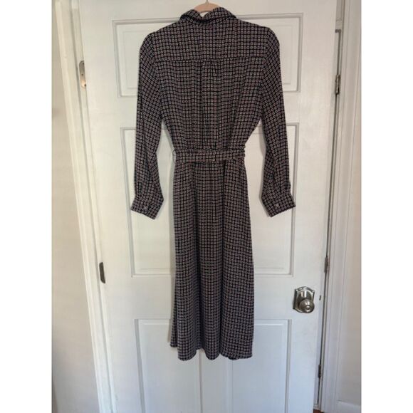 NWOT J. Crew Button Front Dress in Geometric print, size 4. - Picture 2 of 8